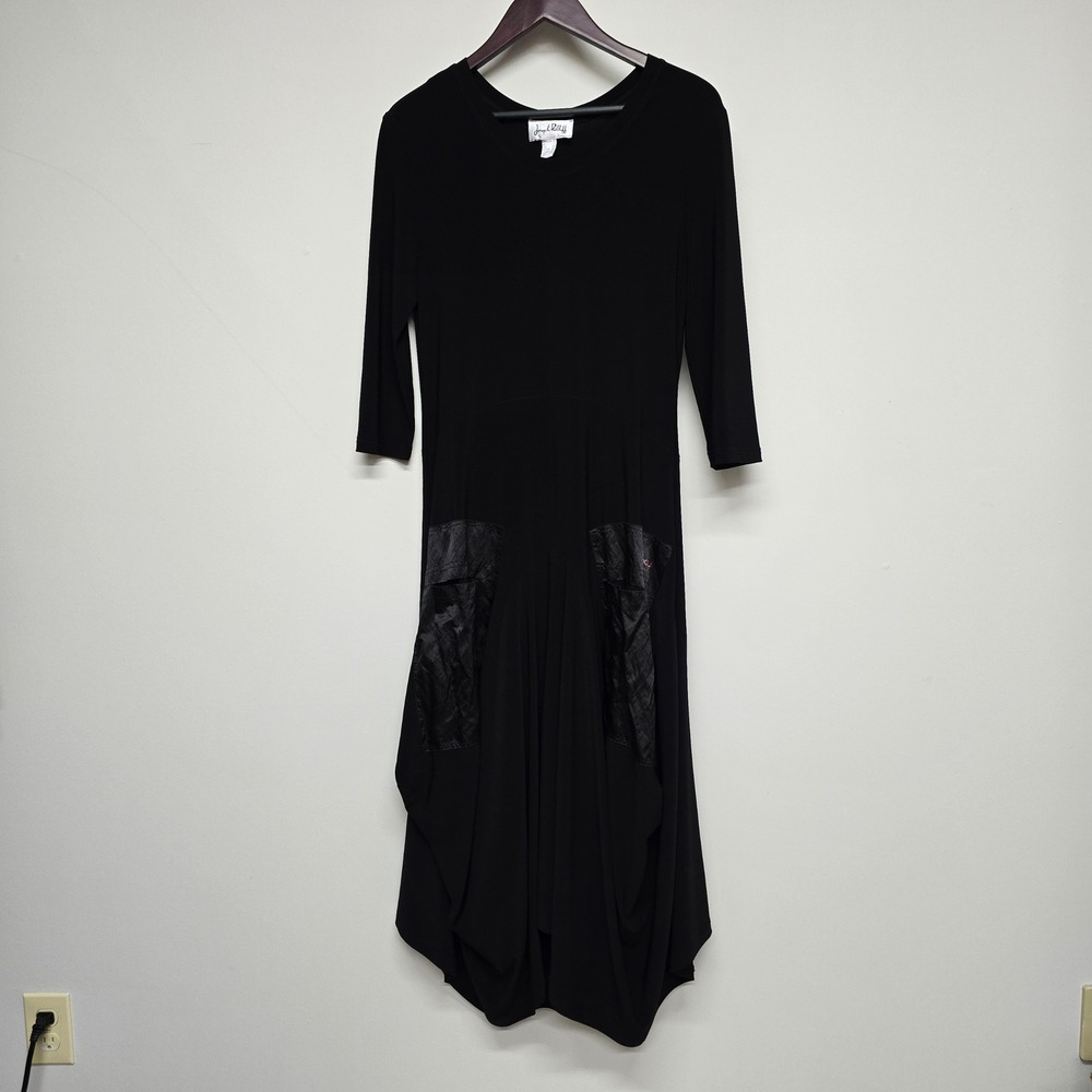 Joseph Ribkoff Draped Bubble Hem Cocoon Dress Womens 10 Black Midi Steampunk